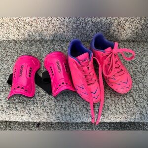 Pink Sports Shoes and Shin Guards